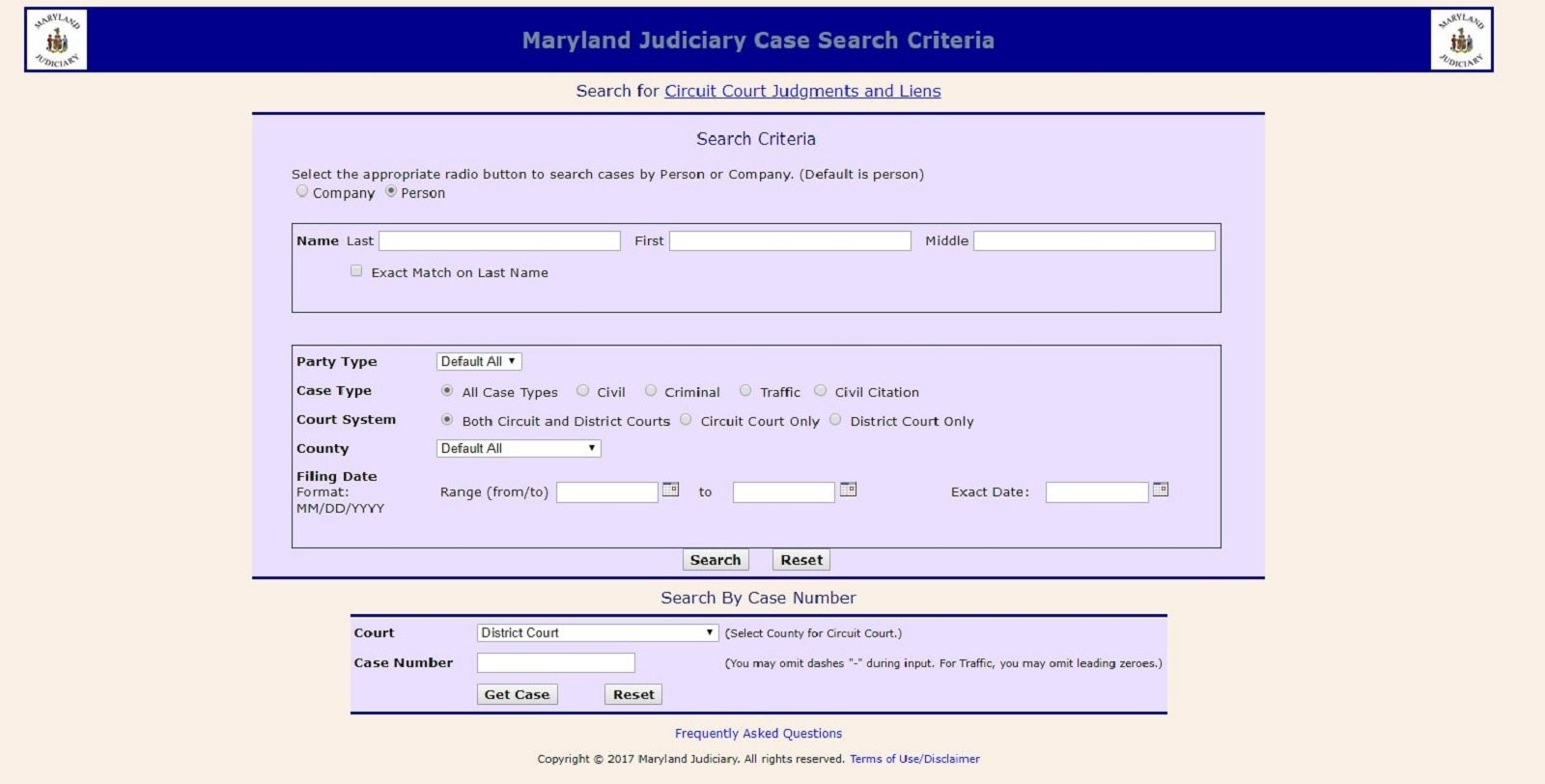 maryland cour tsearch