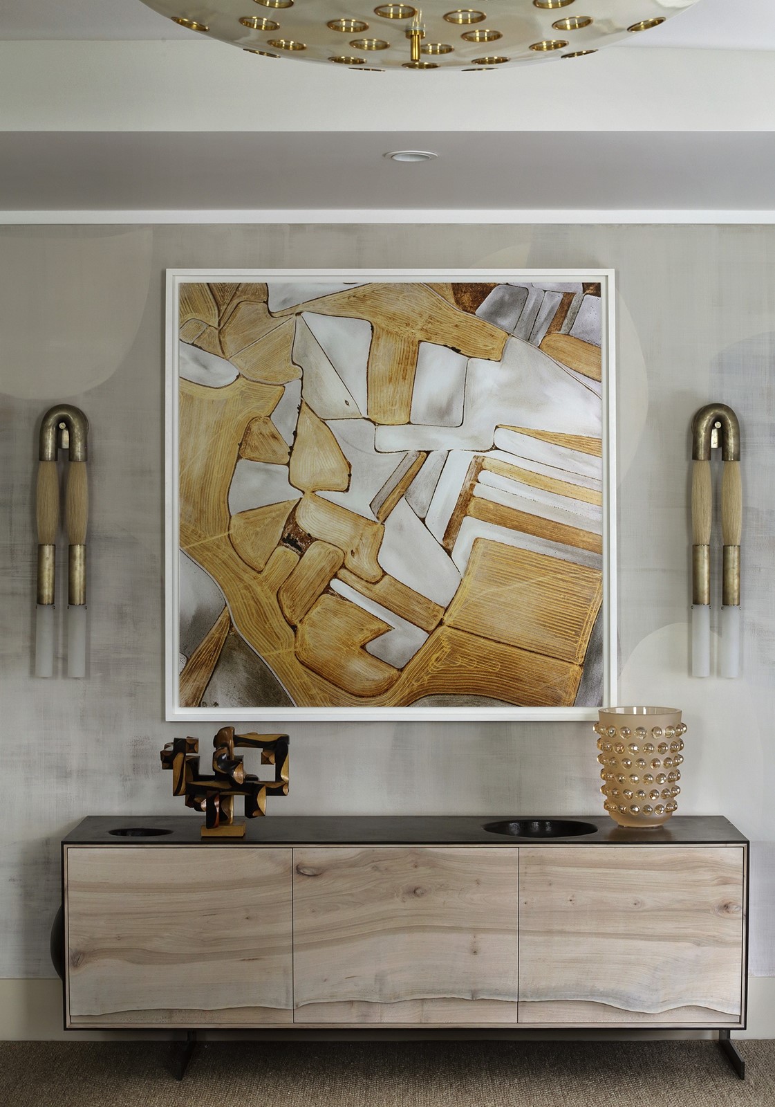 Print Bigger Bolder Better Home Decorators Embrace Brazen Wall Art In Their Kips Bay Space Alyson Liss Pobiner And The Team At Dineen Architecture Design Centered This Large David Maisel Photograph Over A Credenza By